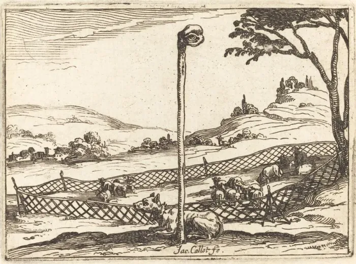 Framed Print : The Vigilant Eye, 1628. Creator: Jacques Callot Framed Print : The Vigilant Eye, 1628. Creator: Jacques Callot