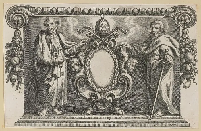 Framed Print : Vignette for a Book Dedicated to Pope Urban VII, 1613 / 1646. Creator: Unknown Framed Print : Vignette for a Book Dedicated to Pope Urban VII, 1613 / 1646. Creator: Unknown