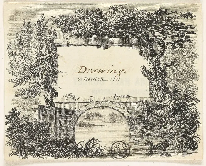 Framed Print : Vignette with Bridge Trees, 1797. Creator: Thomas Bewick Framed Print : Vignette with Bridge Trees, 1797. Creator: Thomas Bewick