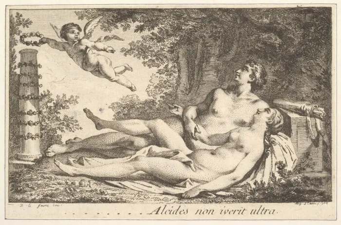 Framed Print : Vignette en regard du nom de Aug. de St. Aubin (Vignette next to the name of Augustin de Framed Print : Vignette en regard du nom de Aug. de St. Aubin (Vignette next to the name of Augustin de