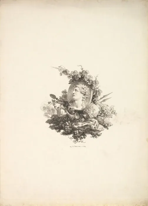 Framed Print : Vignette with the Head of Bacchus on a Cornelian, Tome I, Page 242, from Description de Framed Print : Vignette with the Head of Bacchus on a Cornelian, Tome I, Page 242, from Description de