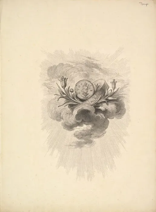 Framed Print : Vignette with a Medal depicting Harpocrate and Lotus Flowers, Volume I, Page 12, from D Framed Print : Vignette with a Medal depicting Harpocrate and Lotus Flowers, Volume I, Page 12, from D