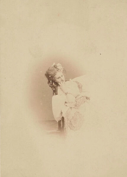 [Vignetted Sitting in Ritrosetta Dress], 1861-67. Creator: Pierre-Louis Pierson