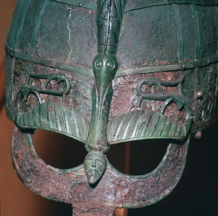 Framed Print : Detail of a Viking helmet from grave one at Vendel, Uppland, Sweden, 7th century Framed Print : Detail of a Viking helmet from grave one at Vendel, Uppland, Sweden, 7th century