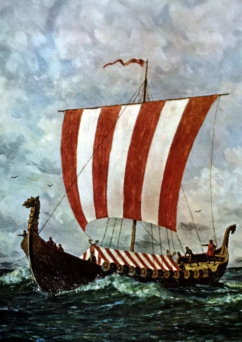 Framed Print : Viking ship, pictorial reconstruction Framed Print : Viking ship, pictorial reconstruction