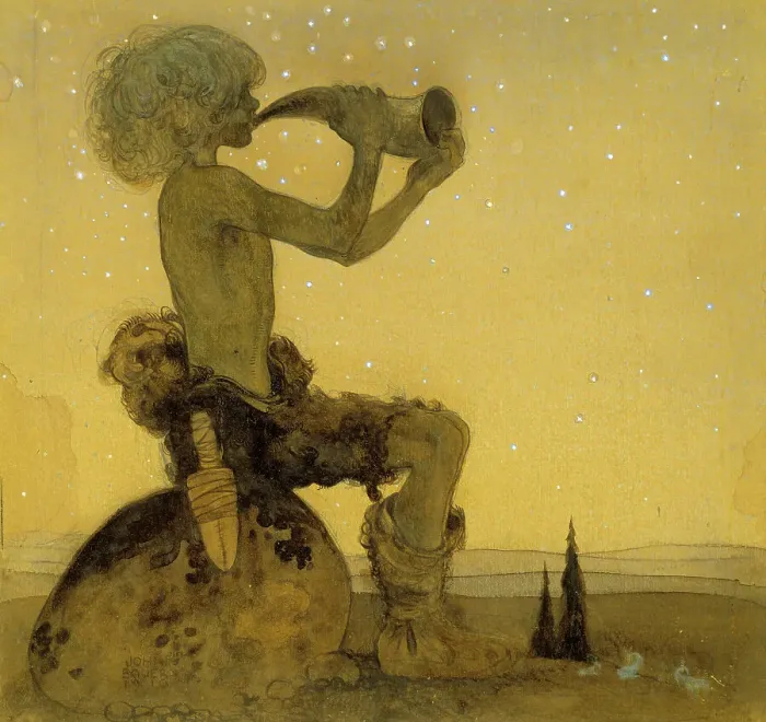 Framed Print : Vill Vallareman (a Fairy Shepherd), 1910. Creator: John Bauer Framed Print : Vill Vallareman (a Fairy Shepherd), 1910. Creator: John Bauer