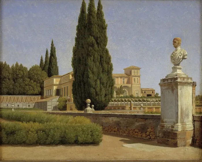 Framed Print : Villa Albani seen from the Garden, Rome, 1814-1816. Creator: CW Eckersberg Framed Print : Villa Albani seen from the Garden, Rome, 1814-1816. Creator: CW Eckersberg