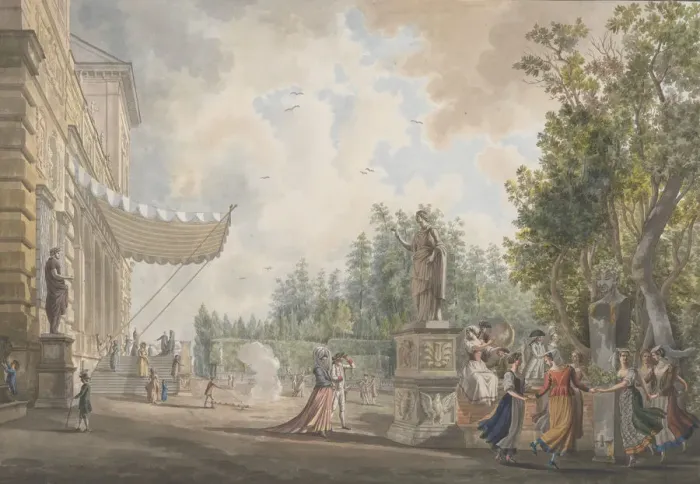 Framed Print : Villa Borghese, ca. 1780. Creators: Giovanni Volpato, Louis Ducros Framed Print : Villa Borghese, ca. 1780. Creators: Giovanni Volpato, Louis Ducros