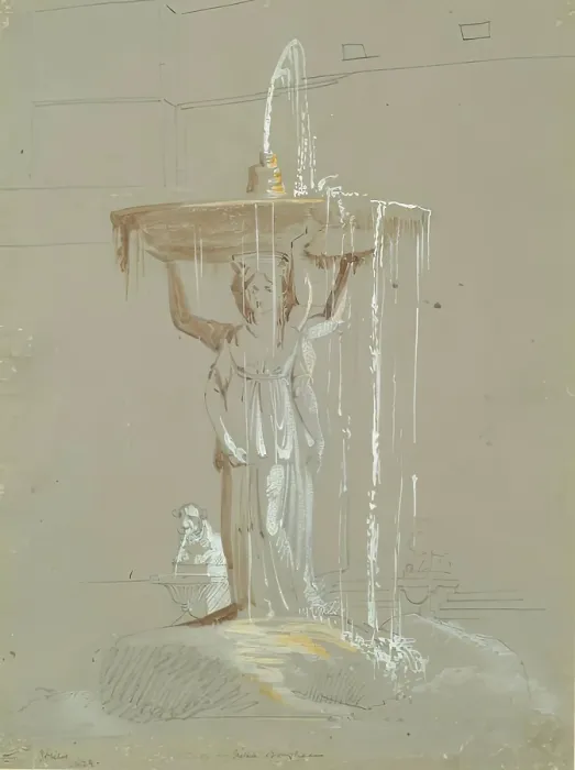 Framed Print : Villa Borghese - Fountain, 1824. Creator: James William Giles Framed Print : Villa Borghese - Fountain, 1824. Creator: James William Giles