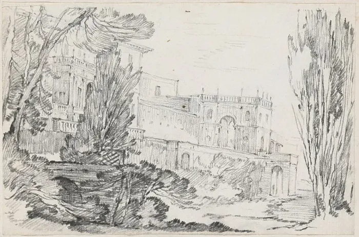 Framed Print : Villa d'Este, Tivoli, 1744 / 1750. Creator: Joseph-Marie Vien the Elder Framed Print : Villa d'Este, Tivoli, 1744 / 1750. Creator: Joseph-Marie Vien the Elder