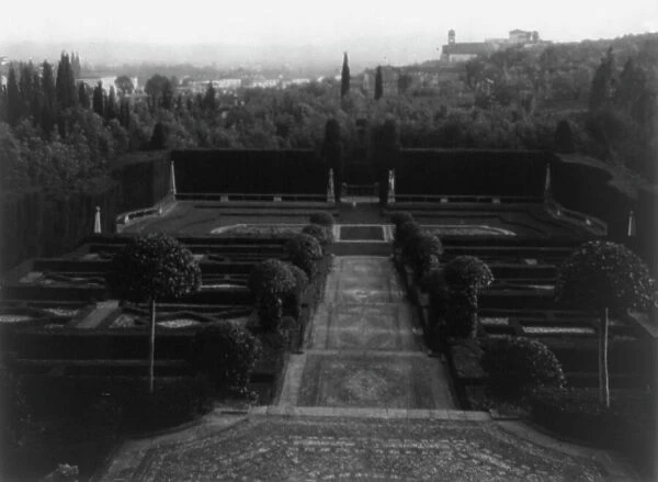 Villa I Tatti, estate of art historian Bernard Berenson, Ponte a Mensola, Italy: Garden, 1925. Creator: Frances Benjamin Johnston