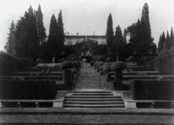 Villa I Tatti, estate of art historian Bernard Berenson, Ponte a Mensola, Italy: Garden... 1925. Creator: Frances Benjamin Johnston