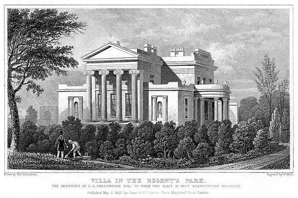 Villa in Regents Park, London, 1827. Artist: W Wallis