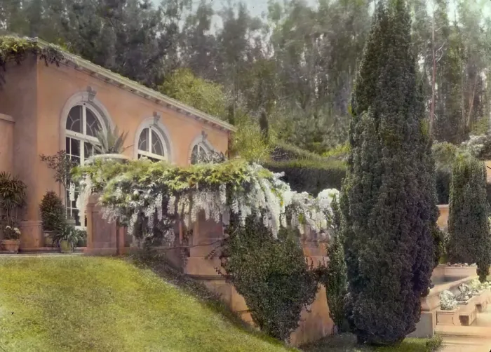 Framed Print : Villa Rose, Joseph Donahoe Grant house, 2260 Redington Road, Hillsborough, California, 1917. Creator: Frances Benjamin Johnston. Villa Rose, Joseph Donahoe Grant house, 2260 Redington Road, Hillsborough, California, 1917 Framed Print : Villa Rose, Joseph Donahoe Grant house, 2260 Redington Road, Hillsborough, California, 1917. Creator: Frances Benjamin Johnston. Villa Rose, Joseph Donahoe Grant house, 2260 Redington Road, Hillsborough, California, 1917
