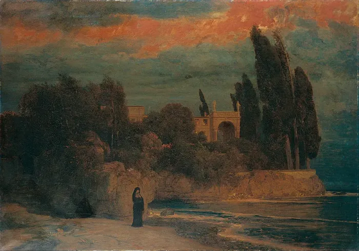 Framed Print : Villa by the Sea. Artist: Bocklin, Arnold (1827-1901) Framed Print : Villa by the Sea. Artist: Bocklin, Arnold (1827-1901)