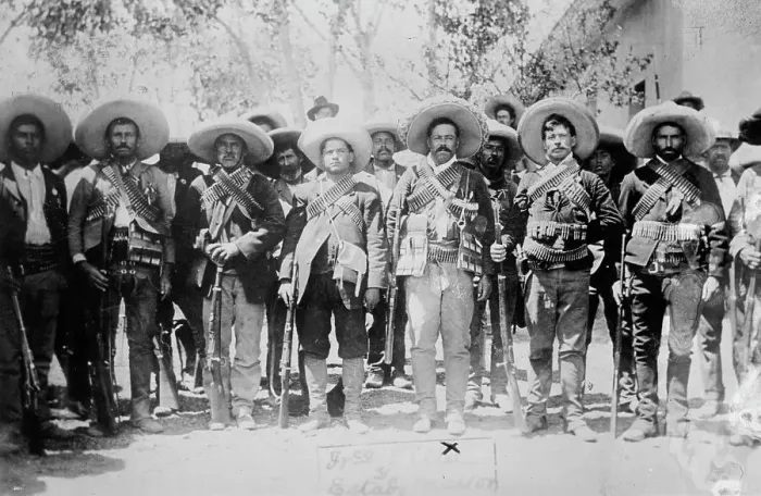 Framed Print : Villa & staff, Mexico, between c1910 and c1915. Creator: Bain News Service Framed Print : Villa & staff, Mexico, between c1910 and c1915. Creator: Bain News Service
