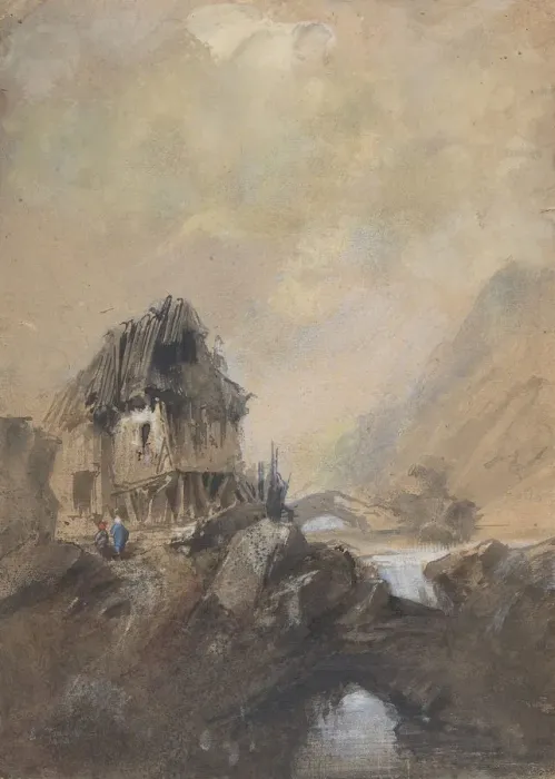 Framed Print : Village aDieppe, 1843. Creator: Eugene Isabey Framed Print : Village aDieppe, 1843. Creator: Eugene Isabey