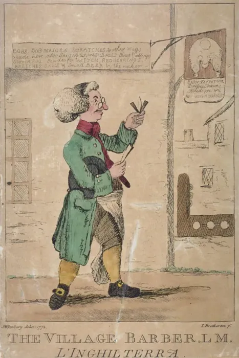 Framed Print : The village barber, 1772. Artist: James Bretherton Framed Print : The village barber, 1772. Artist: James Bretherton
