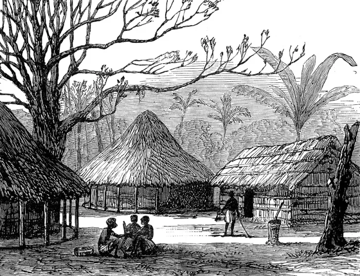 Framed Print : Village of Beho Beho, where Mr. Keith Johnston died, East Central Africa, 1880. Creator: Unknown Framed Print : Village of Beho Beho, where Mr. Keith Johnston died, East Central Africa, 1880. Creator: Unknown