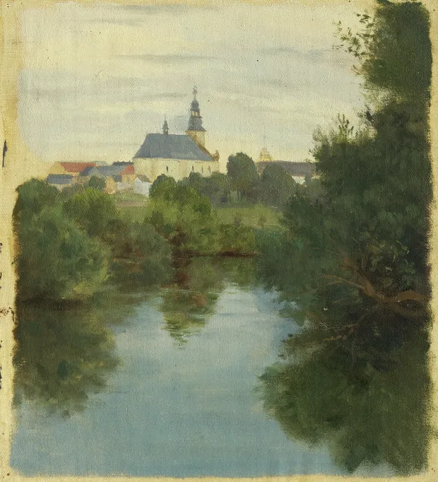 Framed Print : Village church, 1850-1900. Creator: Jan Nowopacky Framed Print : Village church, 1850-1900. Creator: Jan Nowopacky
