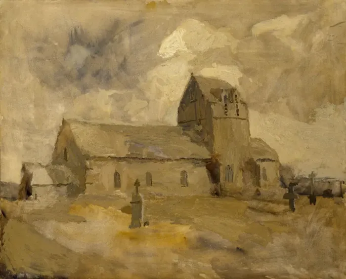 Framed Print : Village Church and Cemetery, Brittany, n. d. Creator: Frank Edwin Scott Framed Print : Village Church and Cemetery, Brittany, n. d. Creator: Frank Edwin Scott
