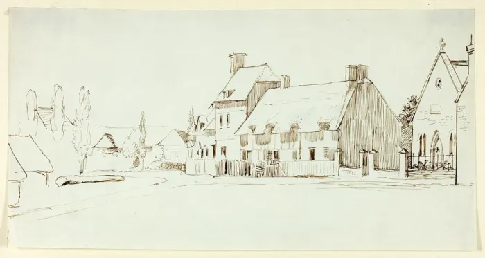 Framed Print : The Village Church, n. d. Creator: Henry Stacy Marks Framed Print : The Village Church, n. d. Creator: Henry Stacy Marks