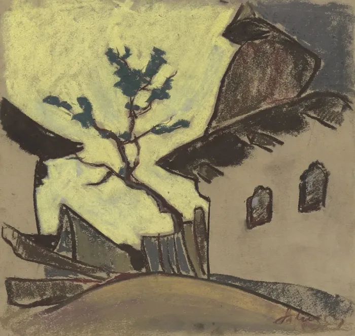 Framed Print : Village cottage, 1931. Creator: Zolo Palugyay Framed Print : Village cottage, 1931. Creator: Zolo Palugyay
