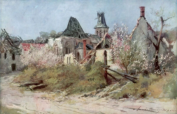 In the village of Craonnelle, 9th May 1917, 1917, (1926). Artist: Francois Flameng