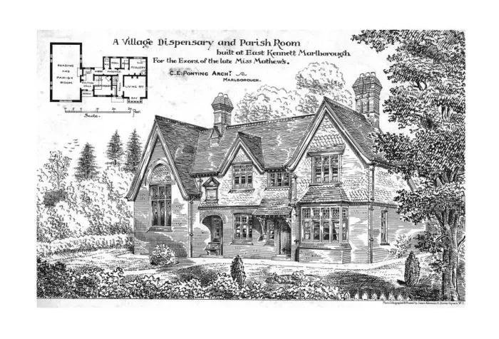 Framed Print : A Village Dispensary and Parish Room built at East Kennett, Marlborough, 1884 Framed Print : A Village Dispensary and Parish Room built at East Kennett, Marlborough, 1884