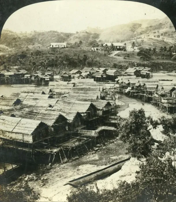 Framed Print : The Village of Ela-Varia, British New Guinea, c1909. Creator: George Rose Framed Print : The Village of Ela-Varia, British New Guinea, c1909. Creator: George Rose