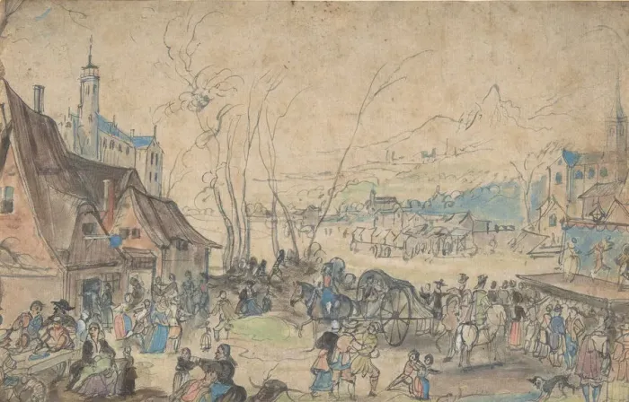 Framed Print : Village Fair, 16th century. Creator: Master of the Hermitage Sketchbook Framed Print : Village Fair, 16th century. Creator: Master of the Hermitage Sketchbook