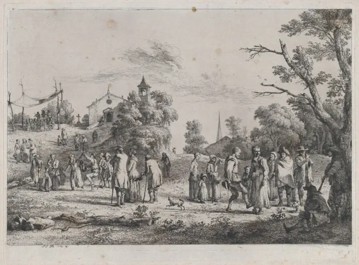 Framed Print : Village Festival, 1773. Creator: Jean-Jacques de Boissieu Framed Print : Village Festival, 1773. Creator: Jean-Jacques de Boissieu