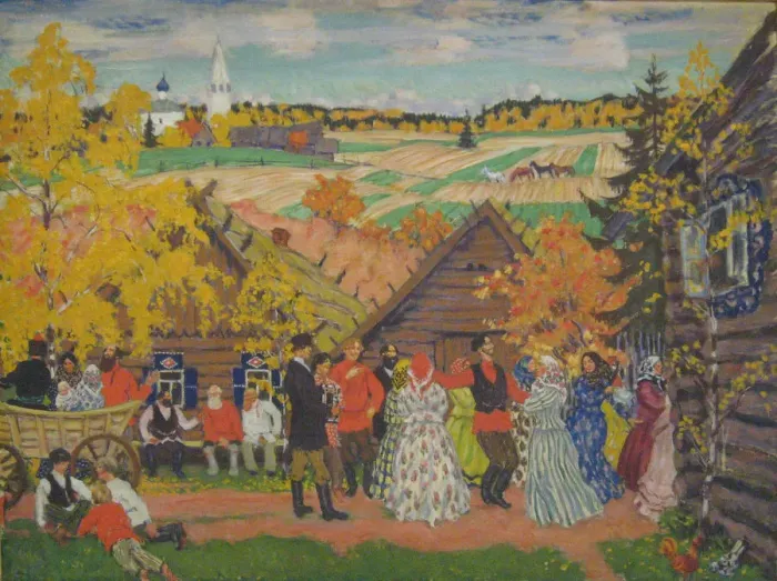Framed Print : Village festival, 1924. Artist: Kustodiev, Boris Michaylovich (1878-1927) Framed Print : Village festival, 1924. Artist: Kustodiev, Boris Michaylovich (1878-1927)