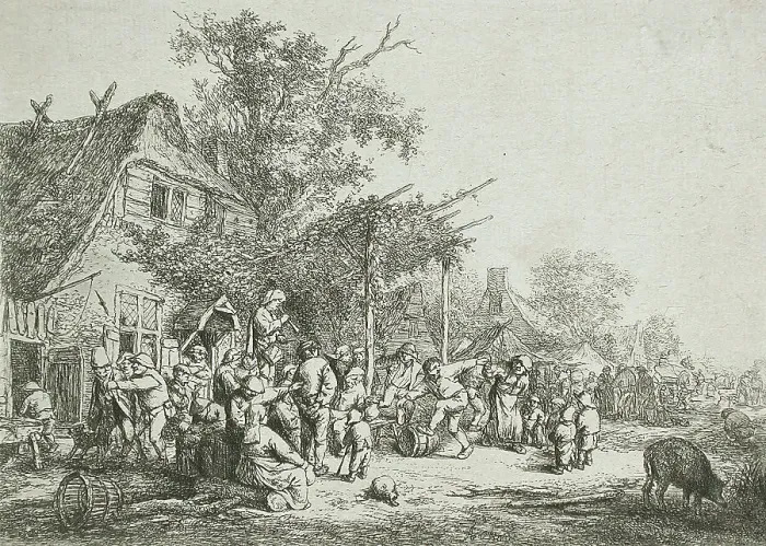 Framed Print : Village Festival Under the Trellis, between circa 1648 and circa 1652. Creator: Adriaen van Ostade Framed Print : Village Festival Under the Trellis, between circa 1648 and circa 1652. Creator: Adriaen van Ostade