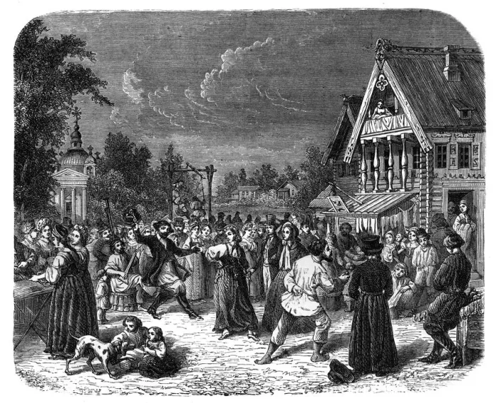 Framed Print : A village fete in Russia, c1890 Framed Print : A village fete in Russia, c1890