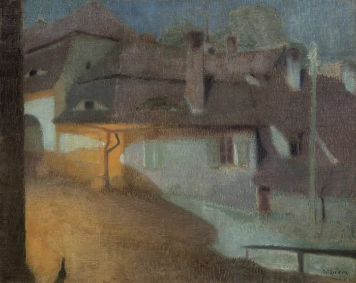Framed Print : Village in the fog. Creator: Quittner, Rudolf (1872-1910) Framed Print : Village in the fog. Creator: Quittner, Rudolf (1872-1910)