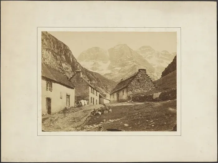 Framed Print : Village at foot of mountains, about 1855-1865. Creator: Farnham Maxwell Lyte Framed Print : Village at foot of mountains, about 1855-1865. Creator: Farnham Maxwell Lyte