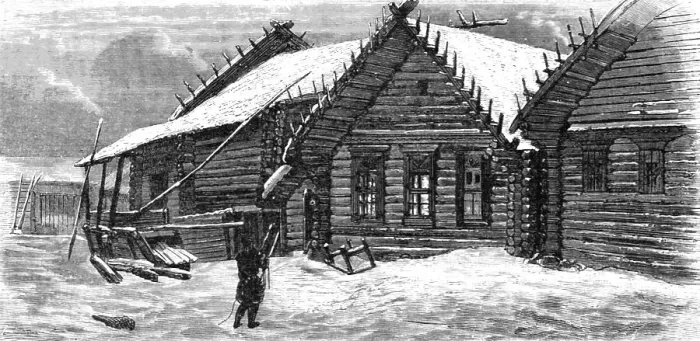 Framed Print : Village-Houses in Russia; A Journey on the Volga, 1875. Creator: Nicholas Rowe Framed Print : Village-Houses in Russia; A Journey on the Volga, 1875. Creator: Nicholas Rowe