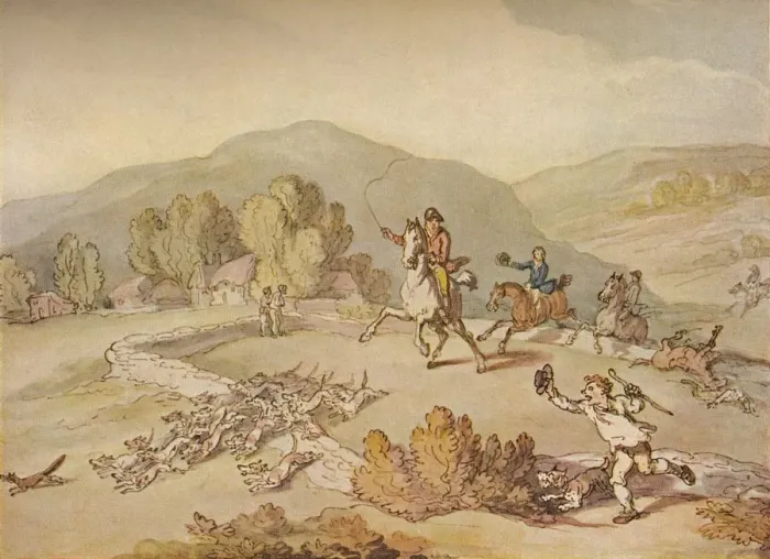 Framed Print : The Village Hunt, c1800, (1922). Artist: Thomas Rowlandson Framed Print : The Village Hunt, c1800, (1922). Artist: Thomas Rowlandson