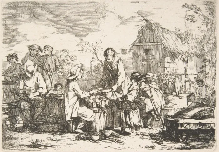 Framed Print : Village Market Place (Le Marchede village), 18th century Framed Print : Village Market Place (Le Marchede village), 18th century