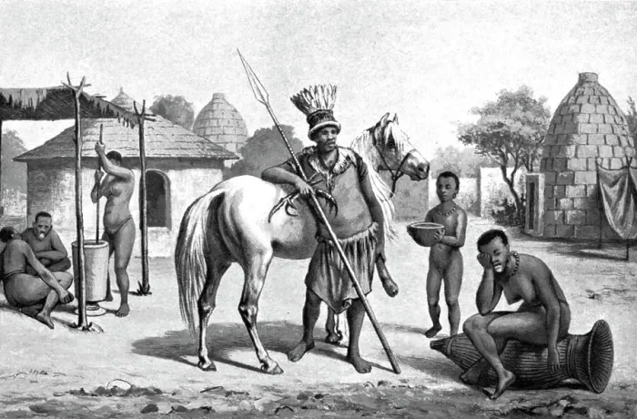 Framed Print : Un village mongo; L'Ouest Africain, 1914. Creator: Johann Martin Bernatz