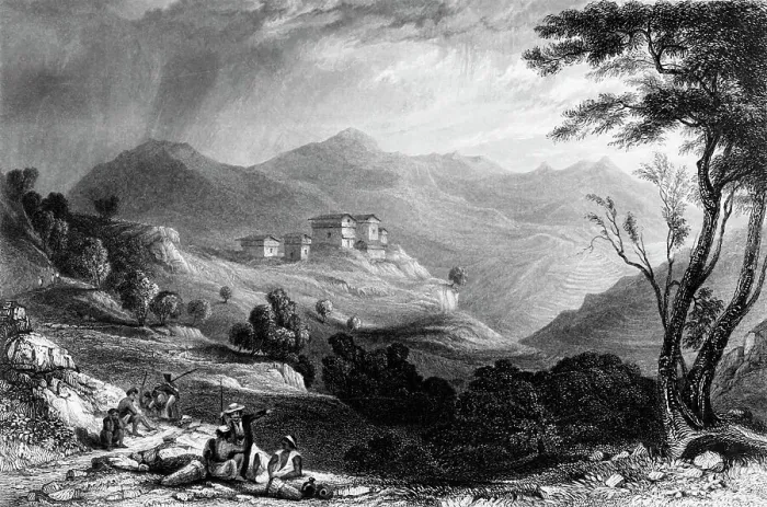 Framed Print : Village of Naree, 1845. Creator: Unknown Framed Print : Village of Naree, 1845. Creator: Unknown