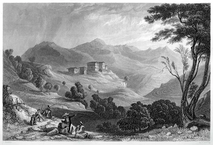 Framed Print : The village of Naree, India, c1860. Artist: MJ Starling Framed Print : The village of Naree, India, c1860. Artist: MJ Starling
