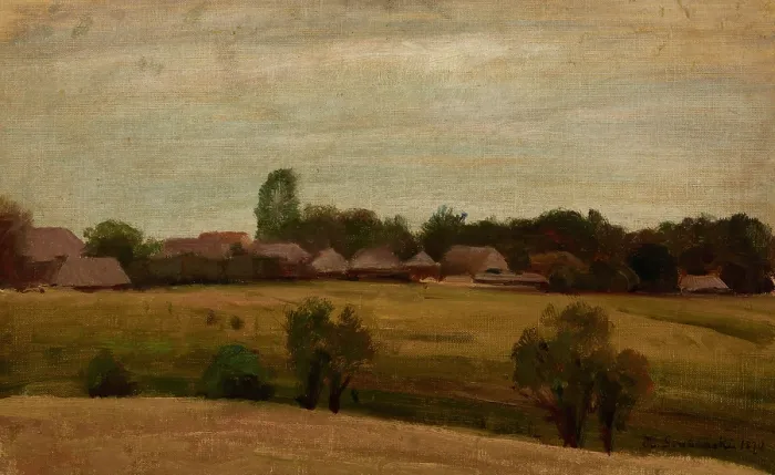 Framed Print : Village near Krakow, 1870. Creator: Heinrich Grabinski Framed Print : Village near Krakow, 1870. Creator: Heinrich Grabinski