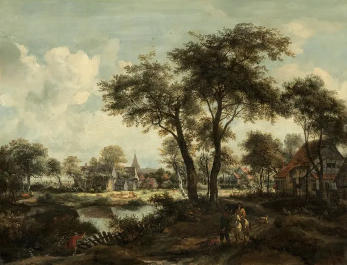 Framed Print : Village near a Pool, c. 1670. Creator: Meindert Hobbema Framed Print : Village near a Pool, c. 1670. Creator: Meindert Hobbema