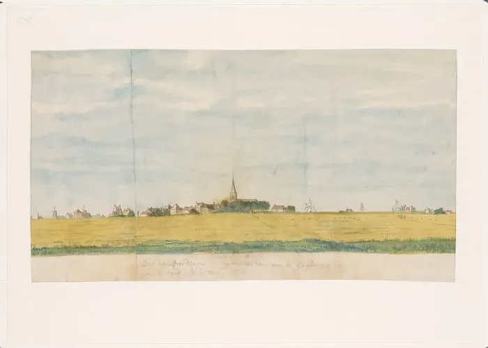 Framed Print : The village of Over-Diemen near Amsterdam on the Zuiderzee, view from land, 1764-1771. Creator: Jan Brandes Framed Print : The village of Over-Diemen near Amsterdam on the Zuiderzee, view from land, 1764-1771. Creator: Jan Brandes