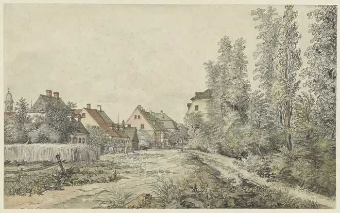 Framed Print : Village road with houses (in Germany?), 1811. Creator: Henry Edridge Framed Print : Village road with houses (in Germany?), 1811. Creator: Henry Edridge