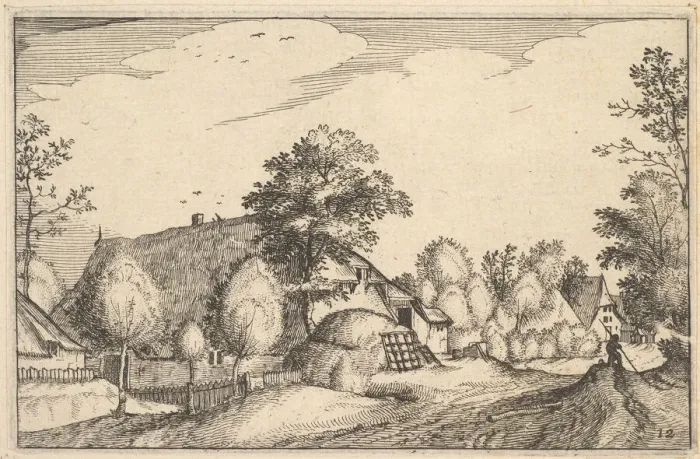 Framed Print : Village Road, plate 12 from Regiunculae et Villae Aliquot Ducatus Brabantiae, ca. 1610