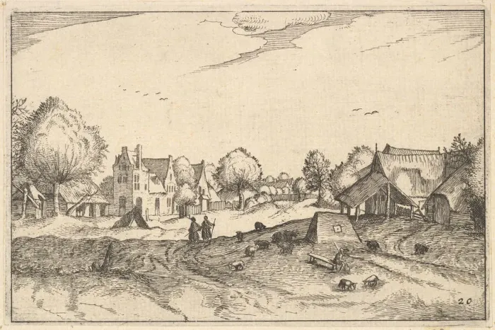 Framed Print : Village Road, plate 20 from Regiunculae et Villae Aliquot Ducatus Brabantiae, ca. 1610 Framed Print : Village Road, plate 20 from Regiunculae et Villae Aliquot Ducatus Brabantiae, ca. 1610