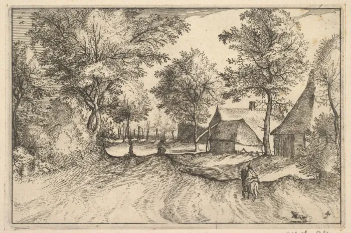 Framed Print : Village Road, plate 4 from Regiunculae et Villae Aliquot Ducatus Brabantiae, ca. 1610 Framed Print : Village Road, plate 4 from Regiunculae et Villae Aliquot Ducatus Brabantiae, ca. 1610